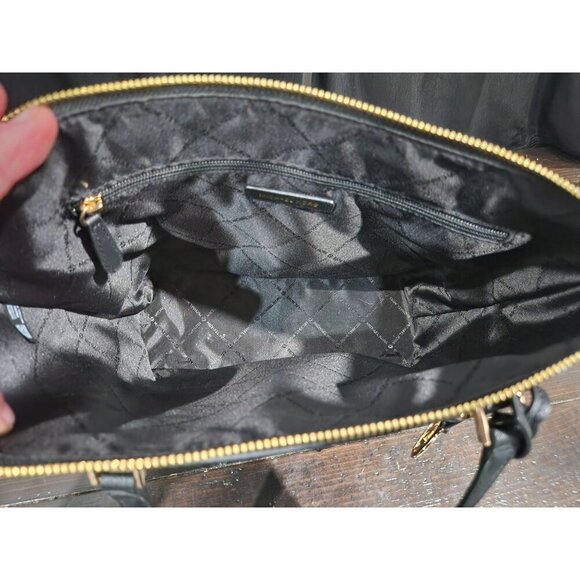 Michael Kors Charlotte Large Saffiano Black Leather Top-Zip Tote Bag/Excellent U - Picture 5 of 6